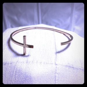 Open cross bangle bracelet